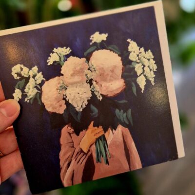 1. floral bouquet greeting card blue
