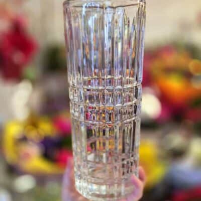 Luxury vase medium Elegant crystal glass tumbler for beverages, intricate pattern enhancing its beauty.