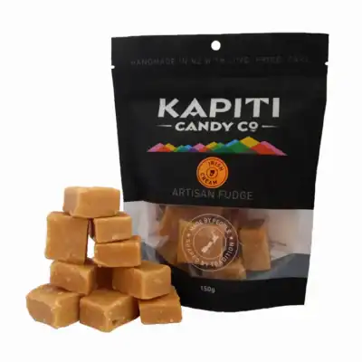 Handmade Kapiti Candy Co artisan fudge with caramel colour and rich texture.