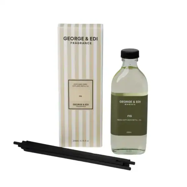 Fig scented reed diffuser refill oil, George & Edi fragrance, natural home scent, 200ml.