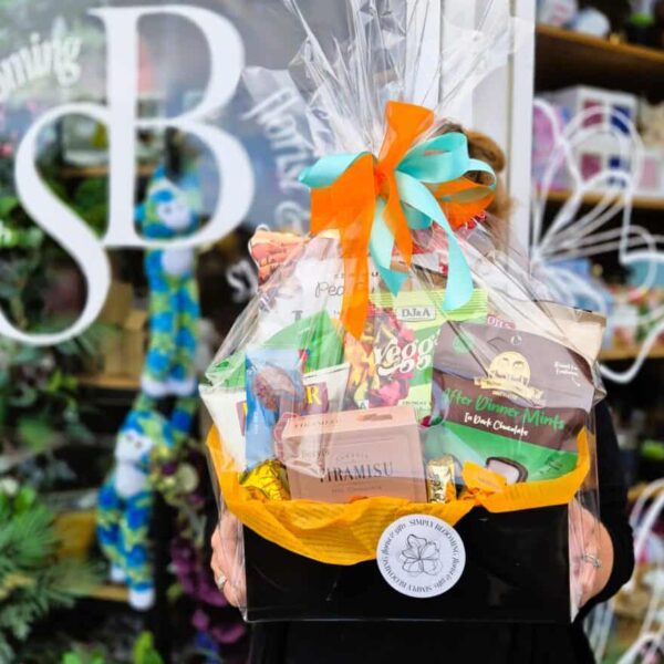 Gift basket with assorted chocolates and treats for special occasions.