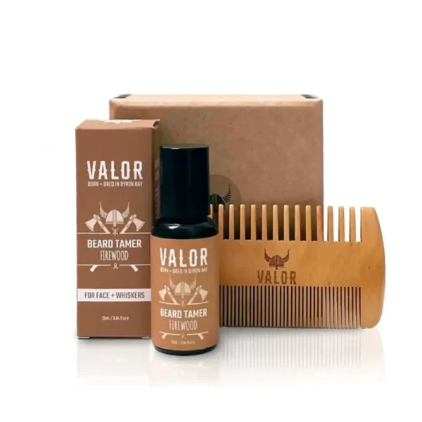 Premium beard grooming with Valor Firewood Tamer, ideal for a neat and healthy beard appearance.